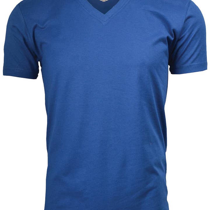 ORG 150RB Royal Blue Organic Cotton V-Neck T-shirt for wholesale by Ethan Williams