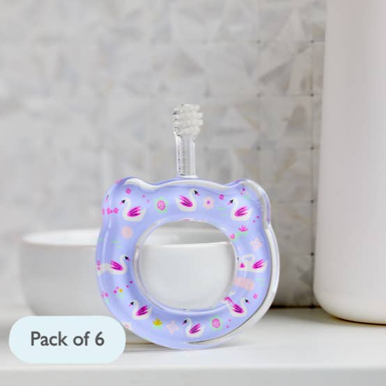 Baby Training Toothbrush - Swans | 6 Individual packs for wholesale by HAMICO -Innovative Toothbrush