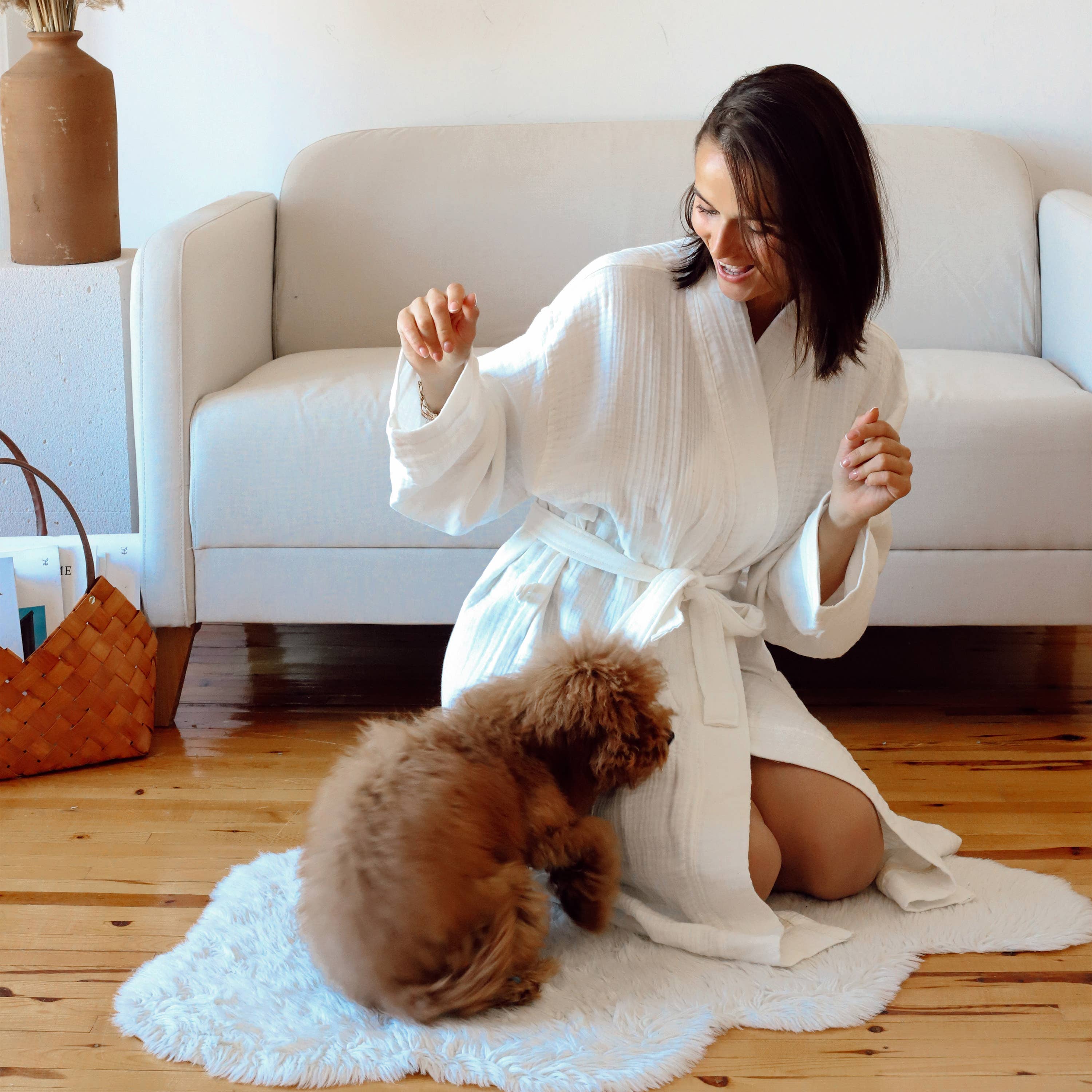 Vivamaison - Wholesale Robe - Unisex - Luxury 4 Layer Muslin Bathrobe, Natural Cotton Spa Comfort12