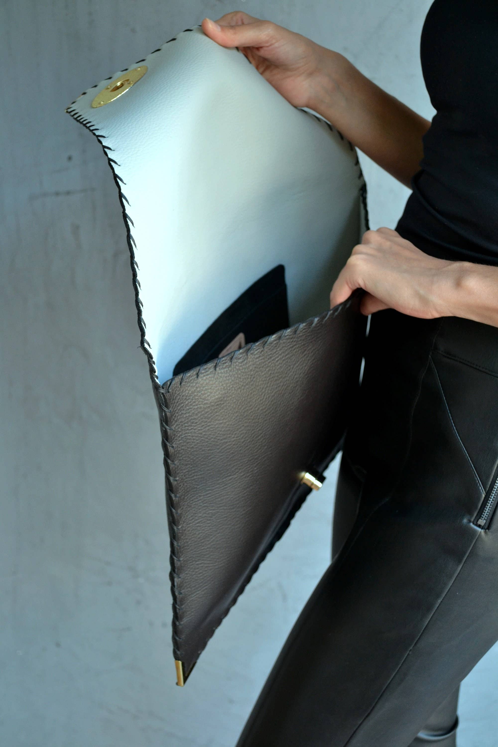 ANA KOUTSI - Wholesale Clutch Bag - Women's - Symmetria black leather clutch bag8