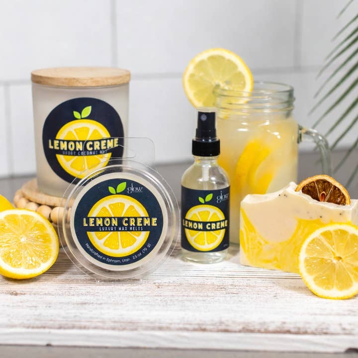 Lemon Crème Lather + Wick Gift Set | Coconut Wax Candle & Goat Milk Soap Self-Care Ritual for wholesale by GLOW Lather + Wick