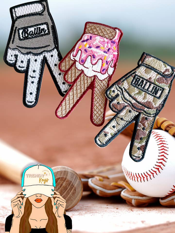 Ballin Batting Glove Patch - Patch for Hats & More for wholesale by TrendyKeys