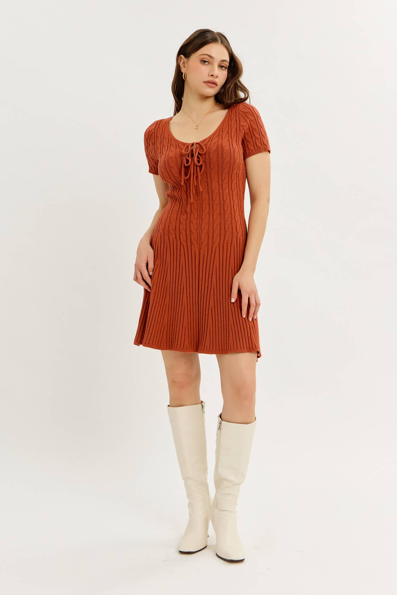 idem ditto - Wholesale Dress - Women's - BODY HUGGING FLIRTY CABLE KNIT SWEATER MINI DRESS7