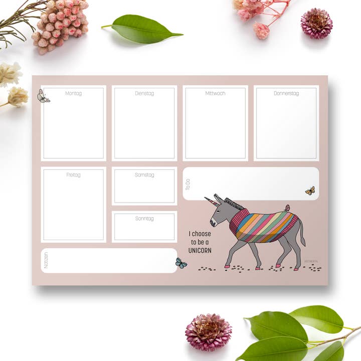 Weekly planner DIN A5, donkey unicorn for wholesale by Rotberta