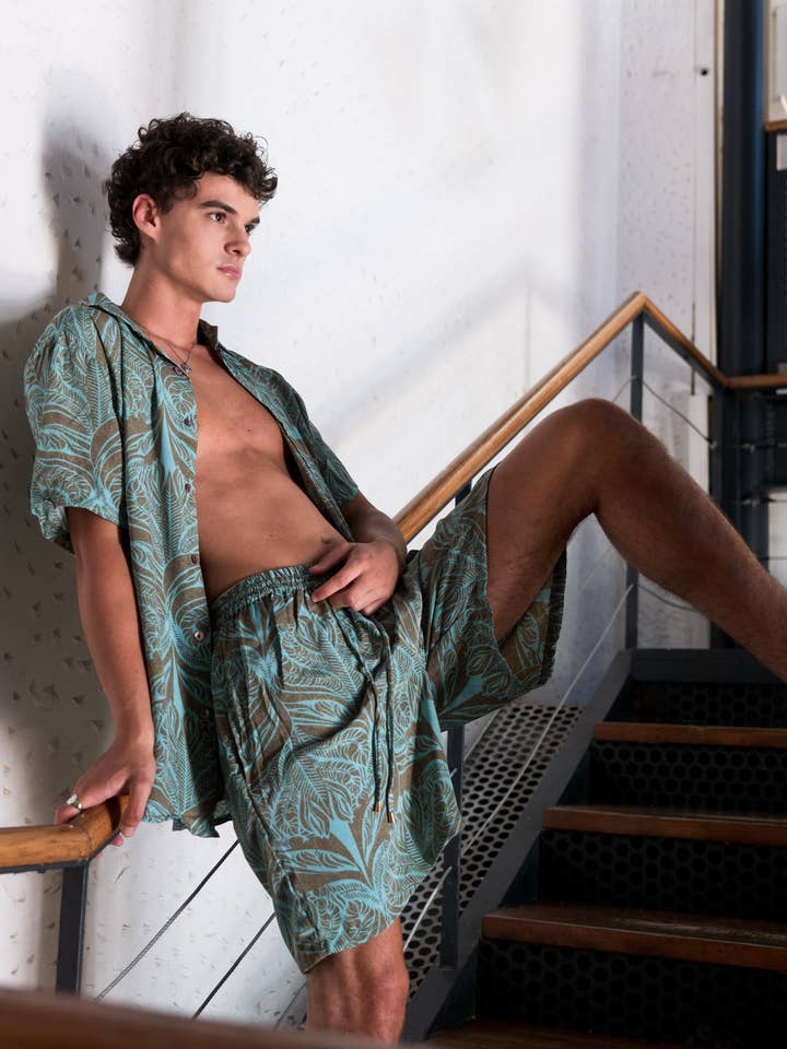 Arena Formentera - Wholesale Top & Short Set (NOT Loungewear) - Men's - Bohemian shirt+shorts set - Last units!22