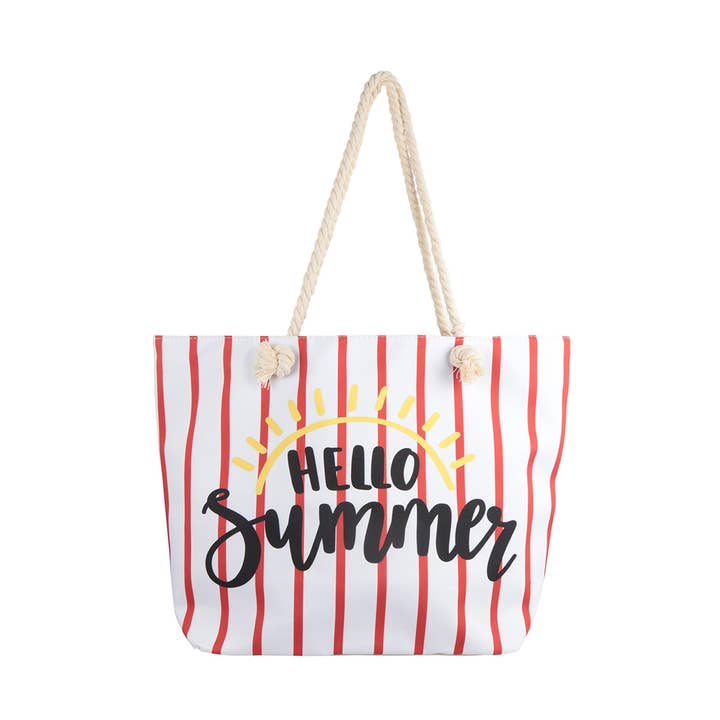 SAC FOURRE-TOUT À RAYURES HELLO SUMMER AVEC PORTEFEUILLE ASSORTI pour la vente par Love and Repeat