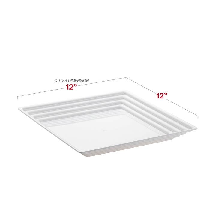 Smarty had a Party - Wholesale Serving tray - 12" x 12" White Square Plastic Serving Trays - 3 pcs2