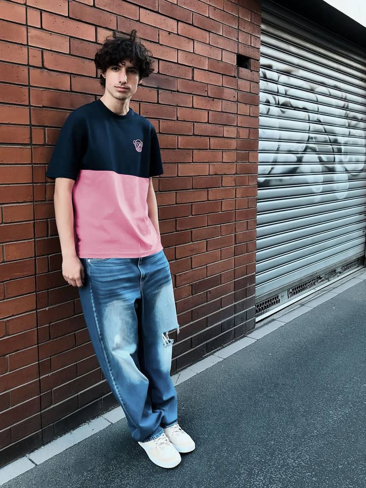 Camiseta Puro Loco B de Loco Monky Rosa/Preto por atacado de LOCO MONKY