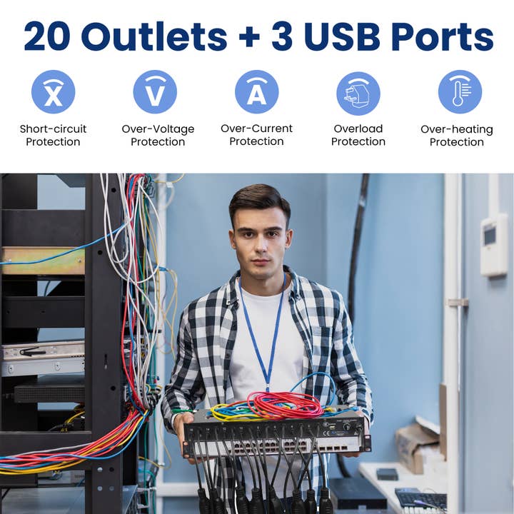 Technical Pro - Wholesale Music Accessory - 20-Outlet 19" Rack Mount Surge Protector with USB Ports12