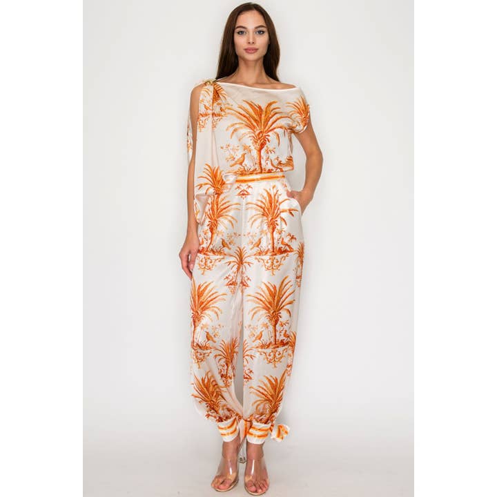 Conjunto de Top de Um Ombro e Calças Jogger por atacado de omgstyles