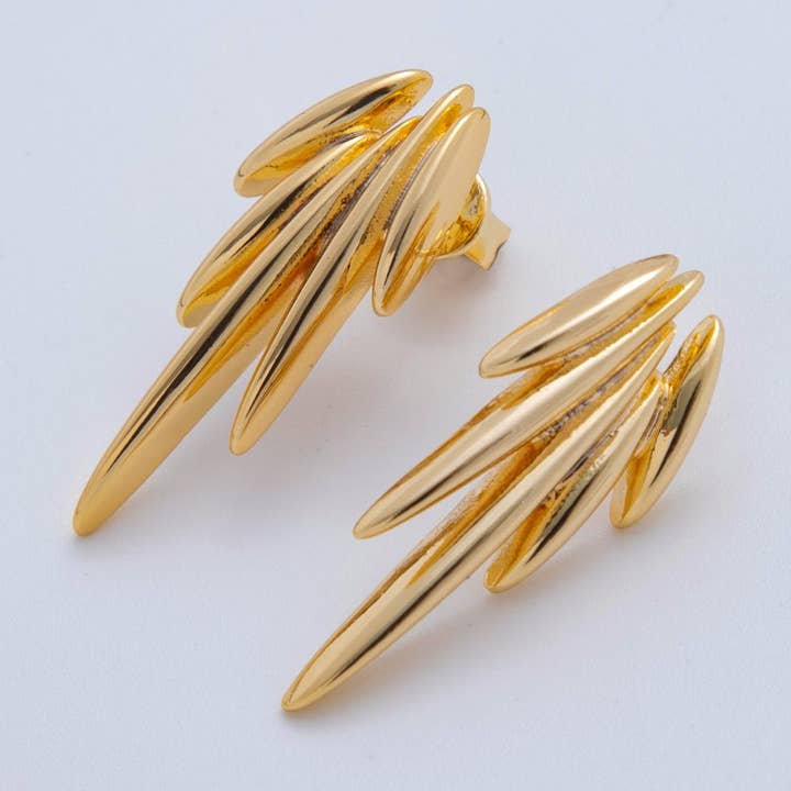 18K Goud Gevulde Engelvleugels Oorknopjes | AI-408 voor wholesale door Aim Eternal