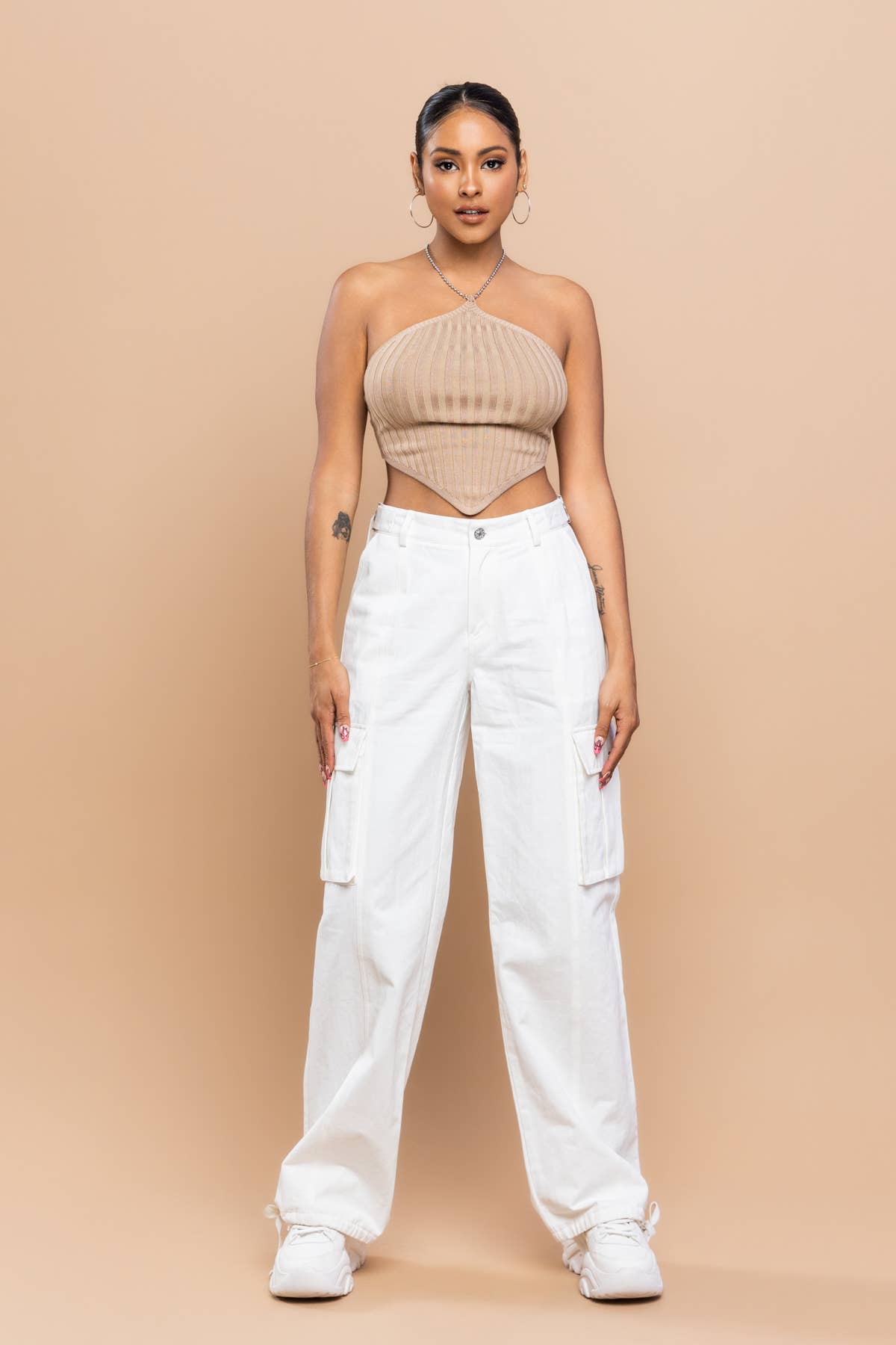 No Vacancy - Wholesale Pants - Women's - Soft twill 2ways cargo pants new color4