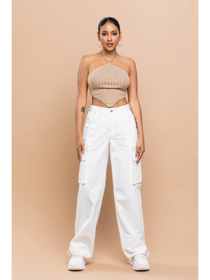 No Vacancy - Wholesale Pants - Women's - Soft twill 2ways cargo pants new color4