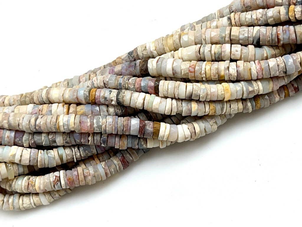 TRIVENI USA INC - Wholesale Beads - Australian Opal Gemstone Faceted Heishi Disc Beads Strand1
