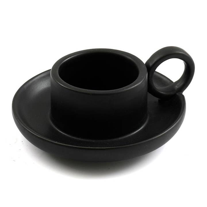 Black Stoneware Tealight Candle Holder for wholesale by Something Different Wholesale