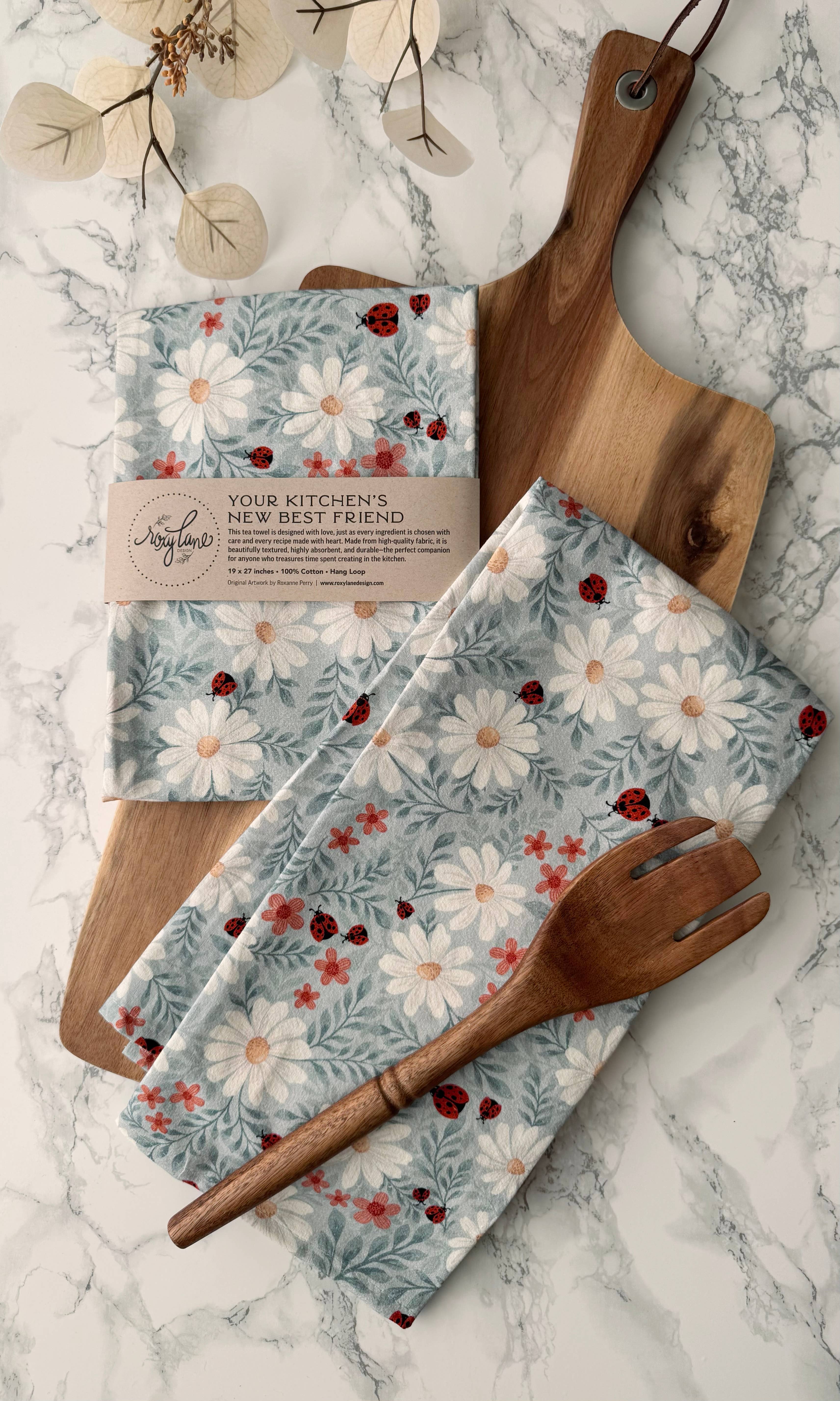 Roxy Lane Design - Wholesale Tea Towel - Tea Towel - Ladybug Lane - Light Green - 19 x 27"3