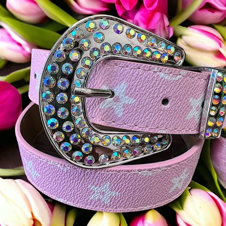 Kids Charm Online - Wholesale Belt - Kids - PINK STAR PRINTED GIRLS BELT. (31.5"LONG WIDE1.25)2