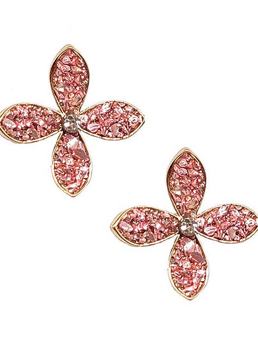 ( GX1042 ) CRYSTAL SPROOKJESACHTIGE BLOEM OORBELLEN voor wholesale door Jewelry Max