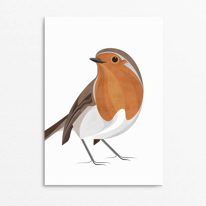 'Robin Redbreast' bird Greetings card for wholesale by Rachel Hunt Illustration