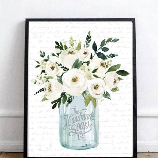 Tarro Mason Azul Acuarela Floral para venta al por mayor de Lettered & Lined