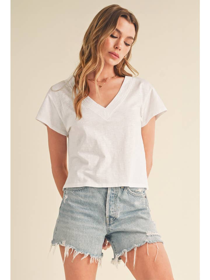 AEMI + CO - Wholesale T-Shirt - Women's - 8281DK Til V-Neck Baby Top23