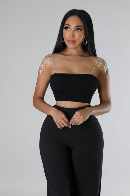 5besties inc – Engroshandel Bluse - Dame – Crop top med kædebånd3