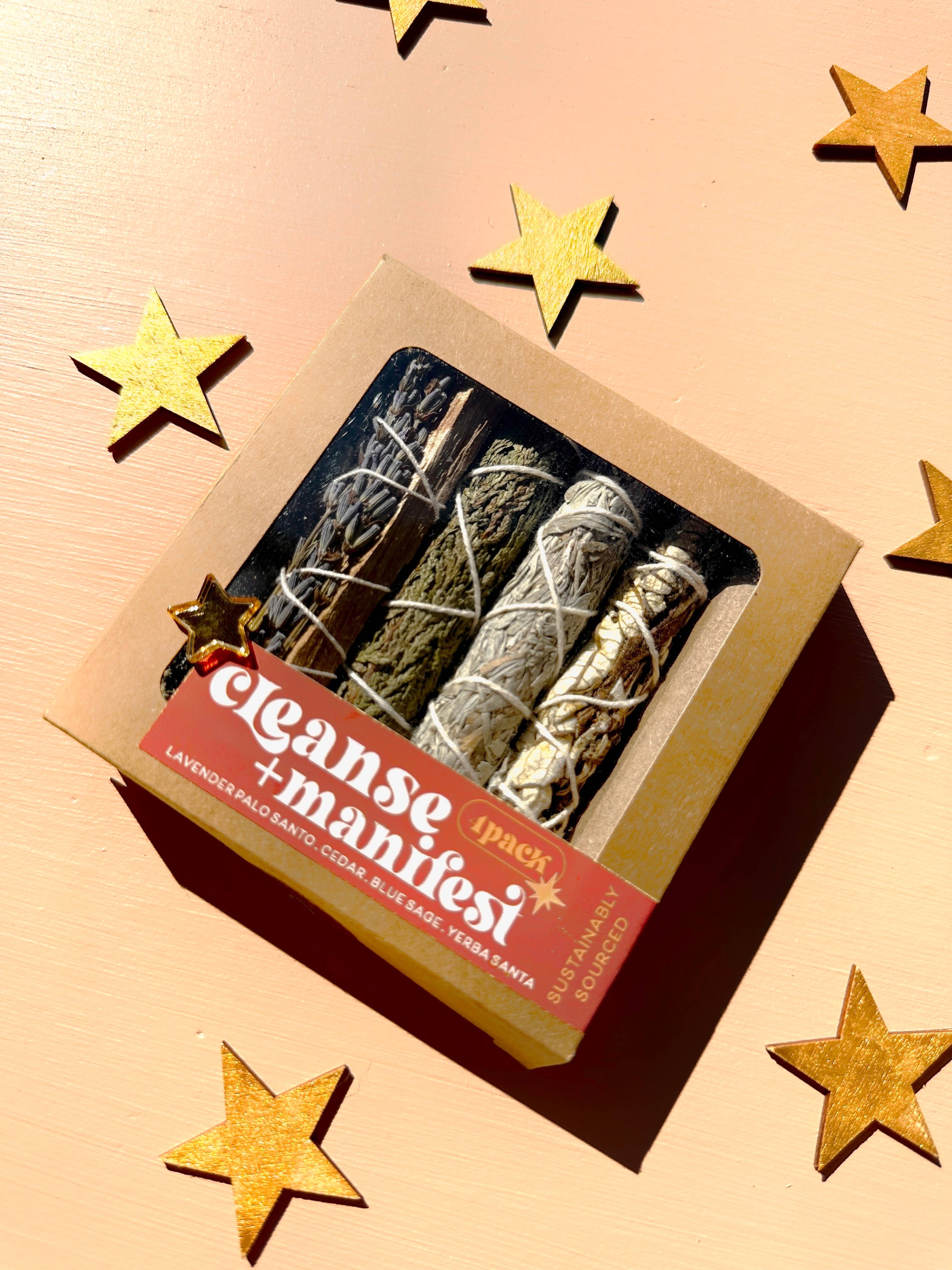 The 12th Moon – wholesale Salviabunt – Cleanse and Manifest Kit - Paket med 4 buntar - Sage Smudge1