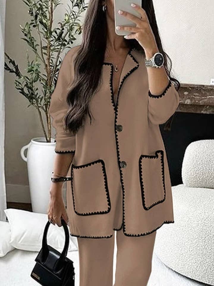 Marayn - Wholesale Top & Pant Set (NOT Loungewear) - Women's - EuroChic Patchwork Set FallWinter 25 Style7