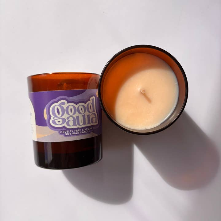 Medium Moon Lake Musk Brown Glass Candle - 20cl for wholesale by Good Aura Co.