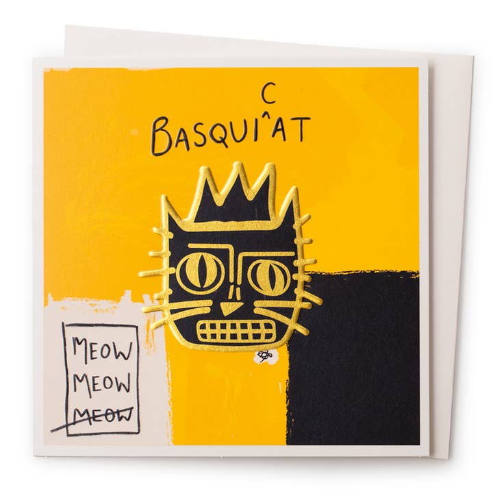 Nelson Line - Wholesale Everyday Greeting Card - Basquiat - 6x6 Jean-Michel Basquiat Cat Art Card