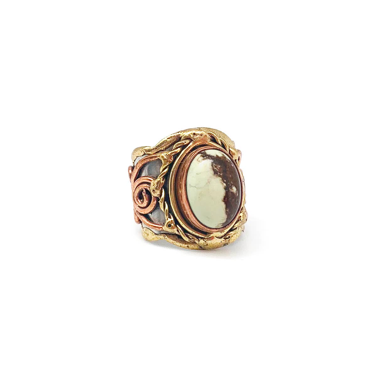 Anju Jewelry - Vente Bague de cocktail/de cérémonie - Bague en métal mélangé et chrysoprase citronnée