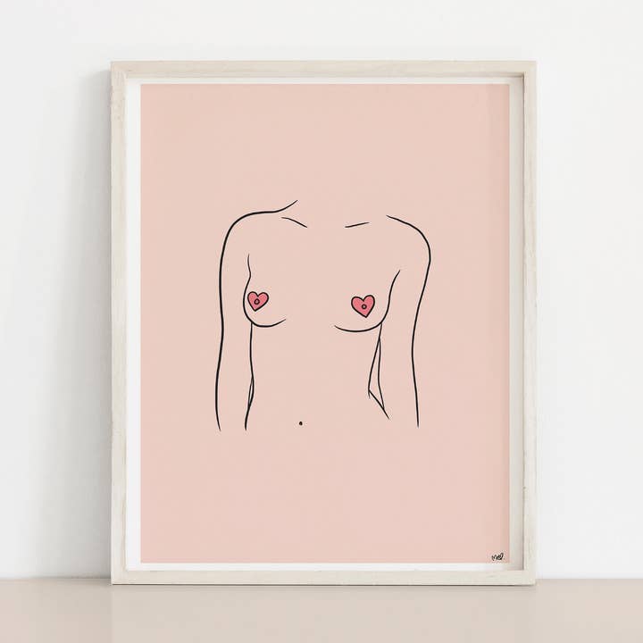 8.5 x 11 Hearts Boobs Art Print for wholesale by Meli TheLover