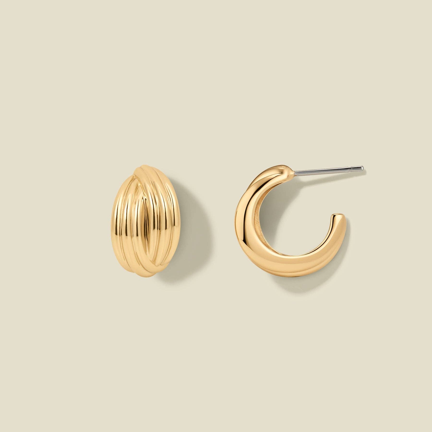 Gold Plated Sol Crossover Hoop Earrings for wholesale on Faire