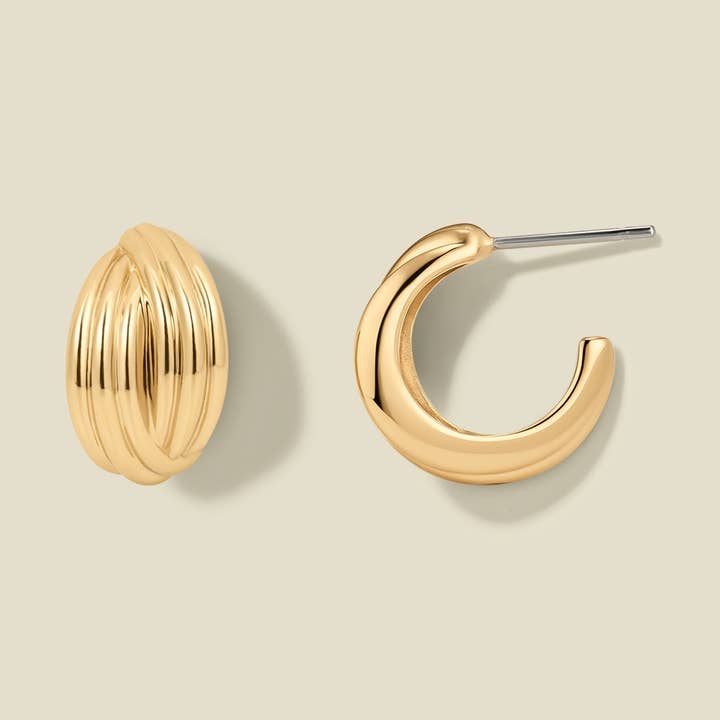 Gold Plated Sol Crossover Hoop Earrings for wholesale on Faire0