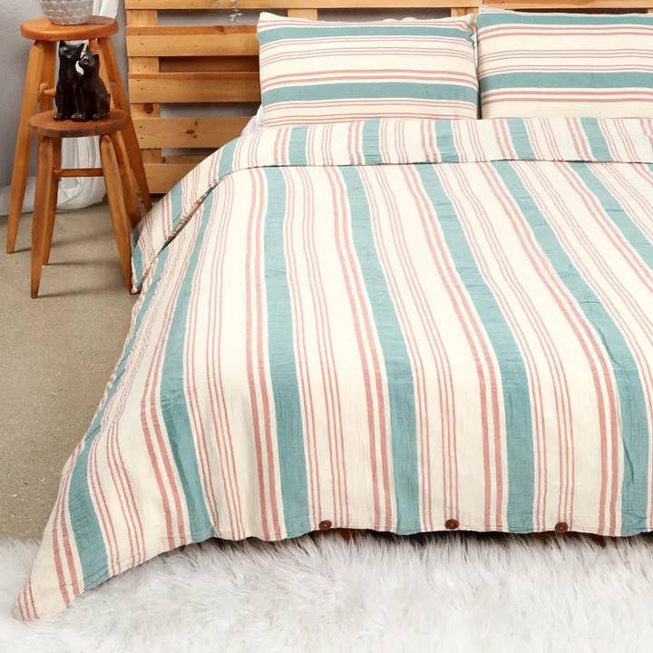 Linea Muslin Striped Duvet Cover Set for wholesale by DNZ Textiel B.V.