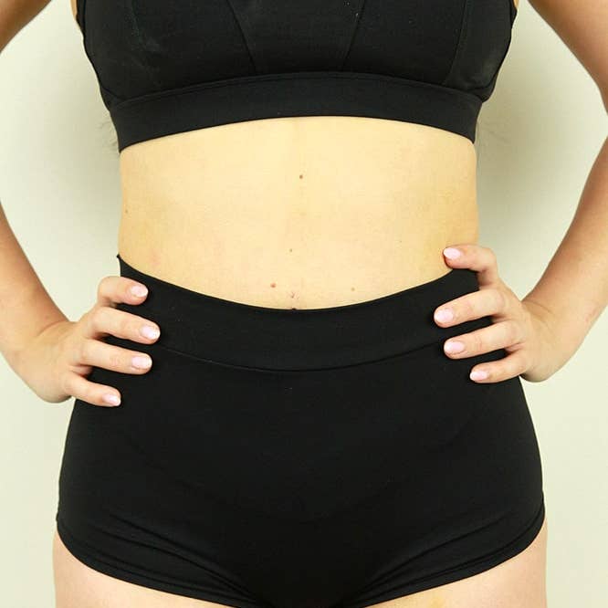 Matte Black High Waist Cheeky Shorts for wholesale by Rarr Designs