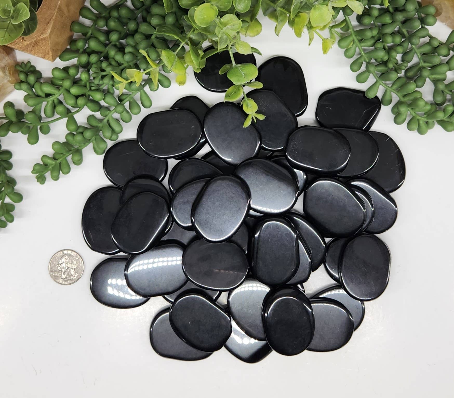 Meraki Gemstones - Wholesale Spiritual Stone/Crystal - Black Obsidian Flat Smooth Stones (0.5kg/1.1lbs)-45x35x7mm3