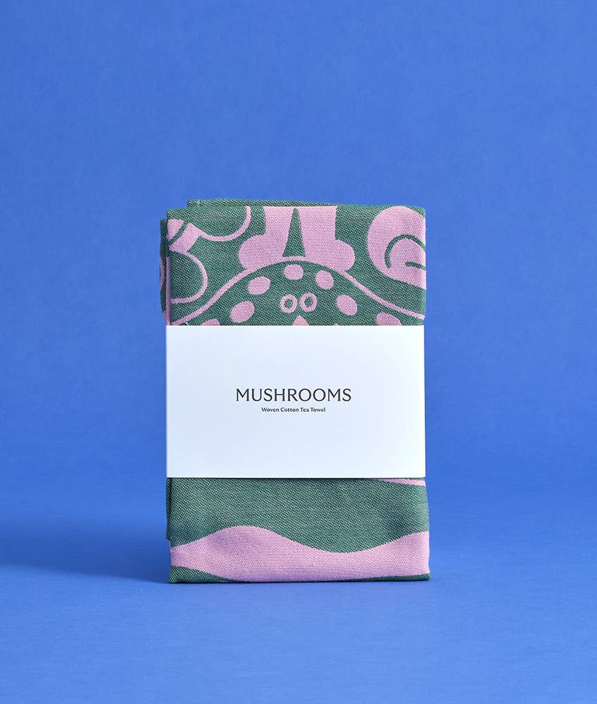 Wrap (US duties paid) - Wholesale Tea Towel - Mushrooms Woven Cotton Tea Towel1