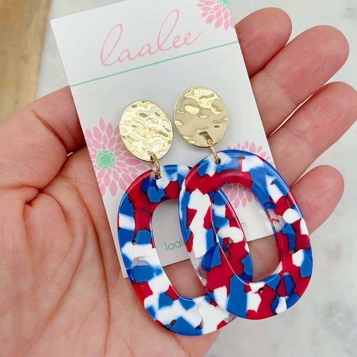 Bijoux du 4 juillet, rouges, blancs et bleus, boucles d'oreilles patriotiques pour la vente par Laalee Jewelry