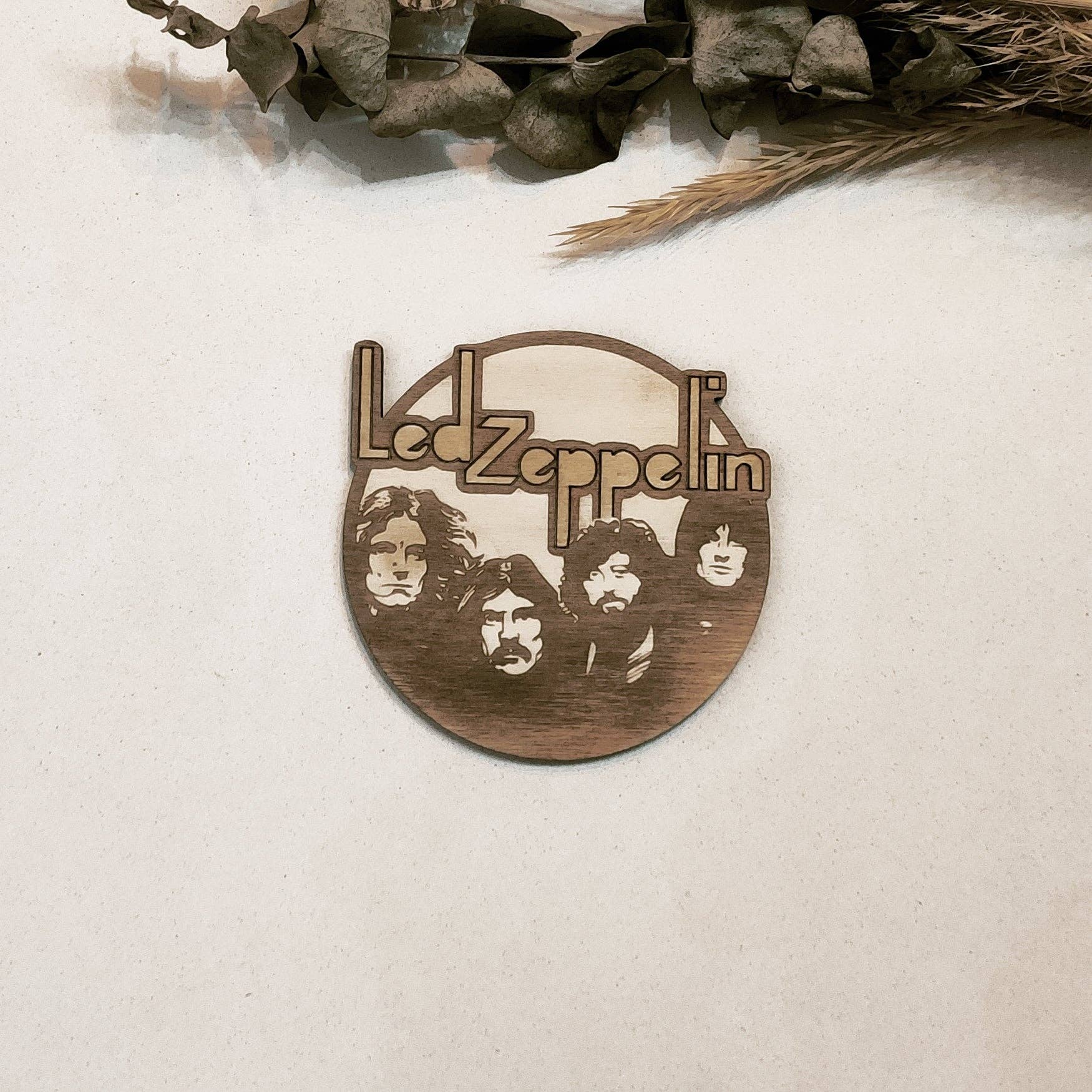 Studio Rima - Vendita all'ingrosso Sottobicchiere - Set di 6 sottobicchieri in legno dei Led Zeppelin - Rock Band - Music3