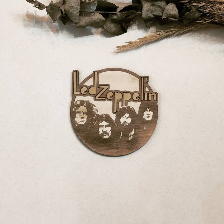 Studio Rima - Wholesale Coasters - Set of 6 Led Zeppelin Wooden Coasters - Rock Band - Music3