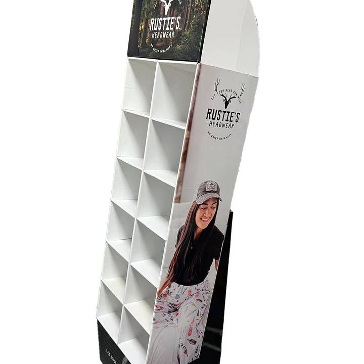 BRIEF INSANITY - Wholesale Retailer Display - Accessories - RUSTIES CARDBOARD HAT DISPLAY - OUTDOORS