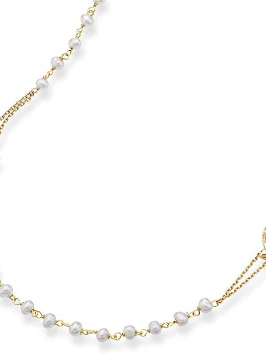 18k Gold + Pearls Italian Rosary Bead Cross Necklace for wholesale by MRKD for Life