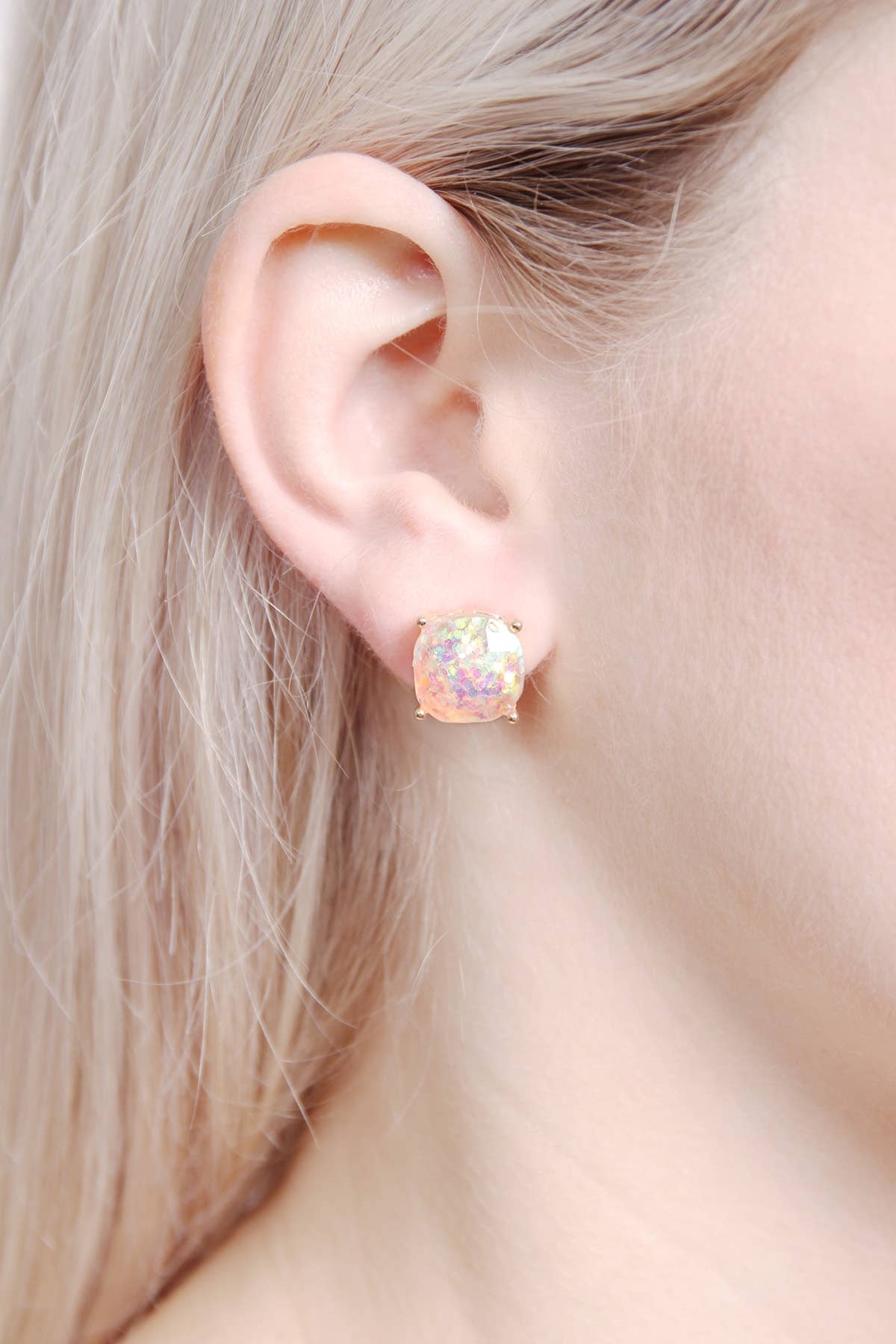 MYS Wholesale Inc - Wholesale Stud/Post Earrings - Shiny Cushion Glitter Earring12
