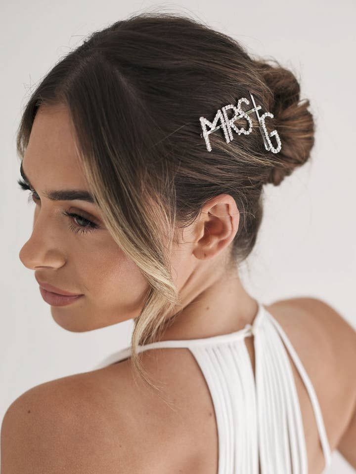 Personalized Mrs Hair Slide - Silver for wholesale by Six Stories