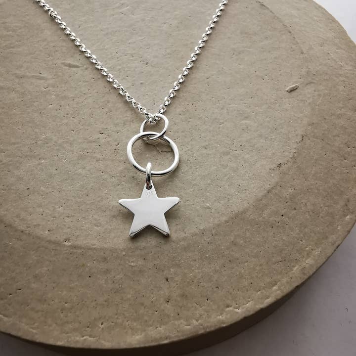 Sterling Silver Hoop and Star Pendant Necklace for wholesale by Sophellie Jewellery