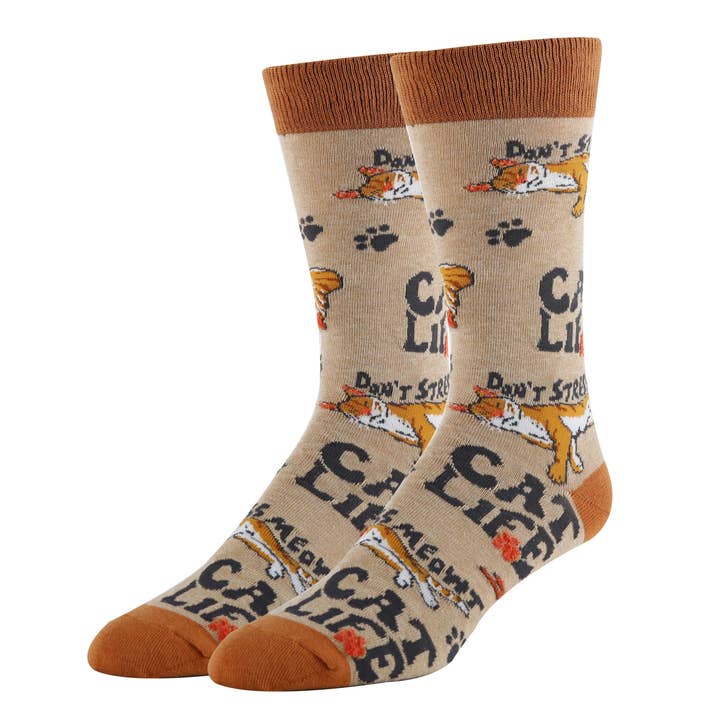 Oooh Yeah/Sock It Up/Oooh Geez Slippers – Großhandel Socken – Herren – Cat Life | Lustige Rundsocken aus Baumwolle für Herren