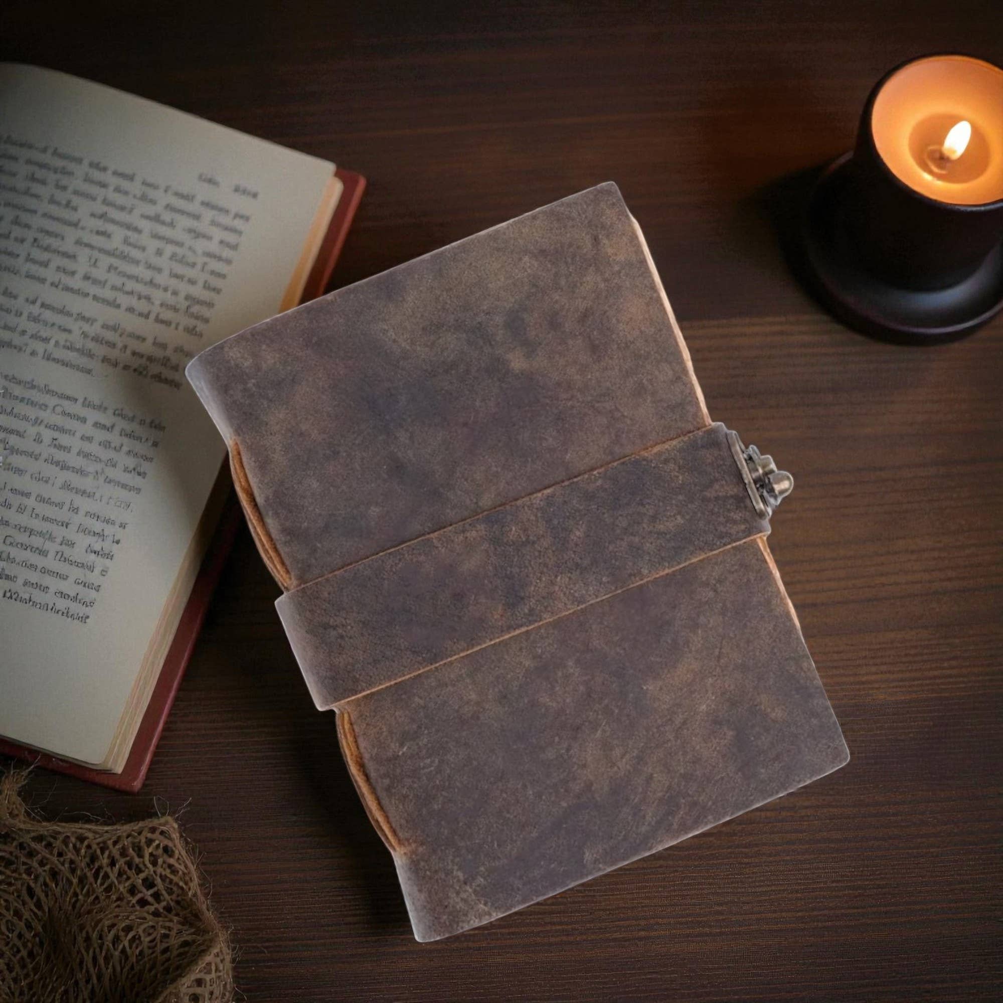 Leatherooze - Wholesale Journal/Diary - buff-brown leather journal with leather strap 7x5 inches1