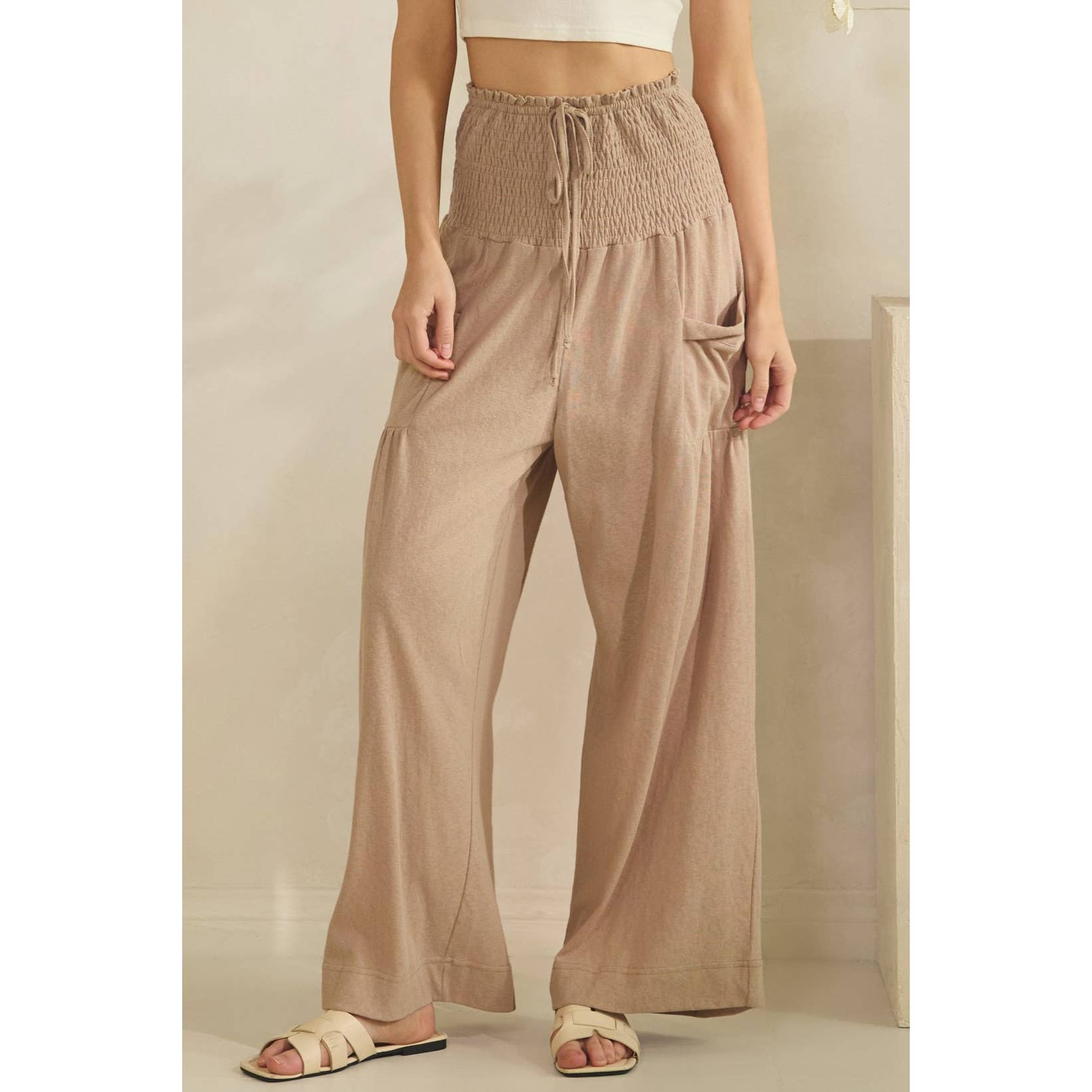 Sage + Fig - Wholesale Pants - Women's - RELAXED WIDE-LEG SMOCKED PANTS (SP7105)24