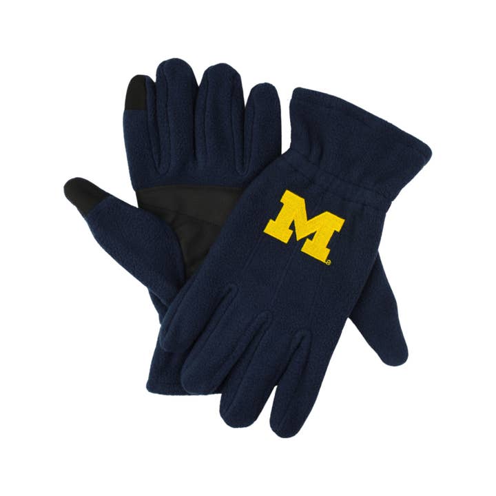 Michigan Wolverines Blue Fleece Texting Gloves for wholesale by Donegal Bay